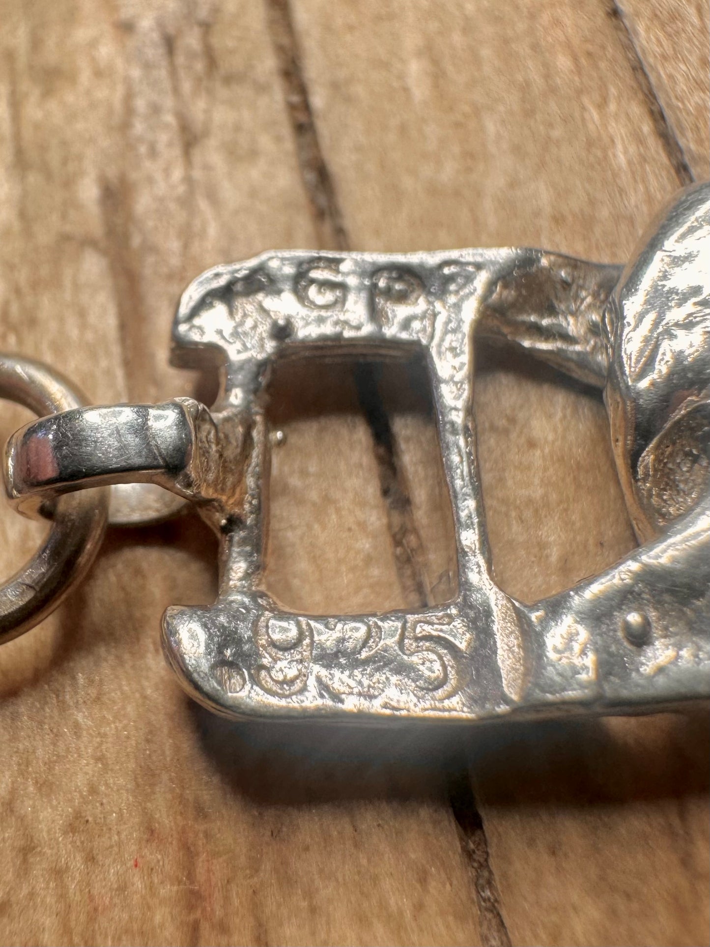 Vintage Textured Curb Chain 925 Sterling Silver 8.6 inch Bracelet