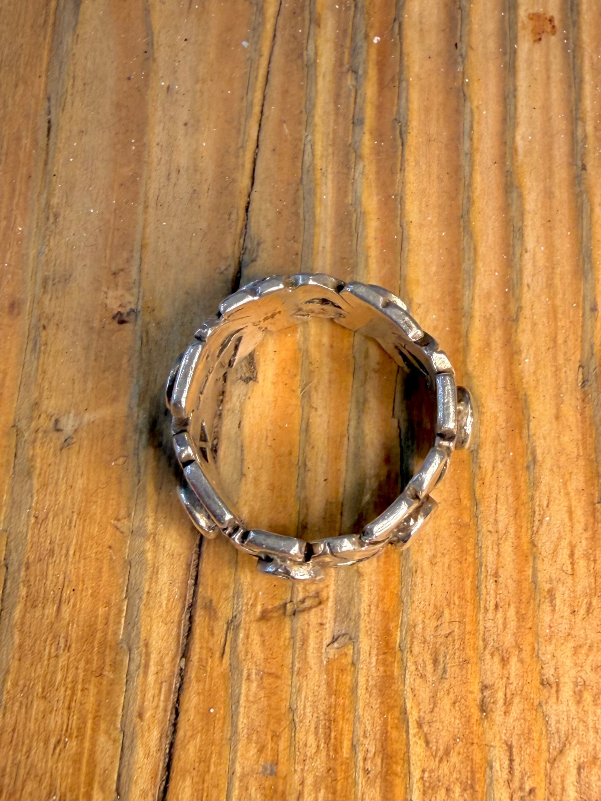 Flower Pattern 1975 Band 925 Sterling Silver Size P Ring