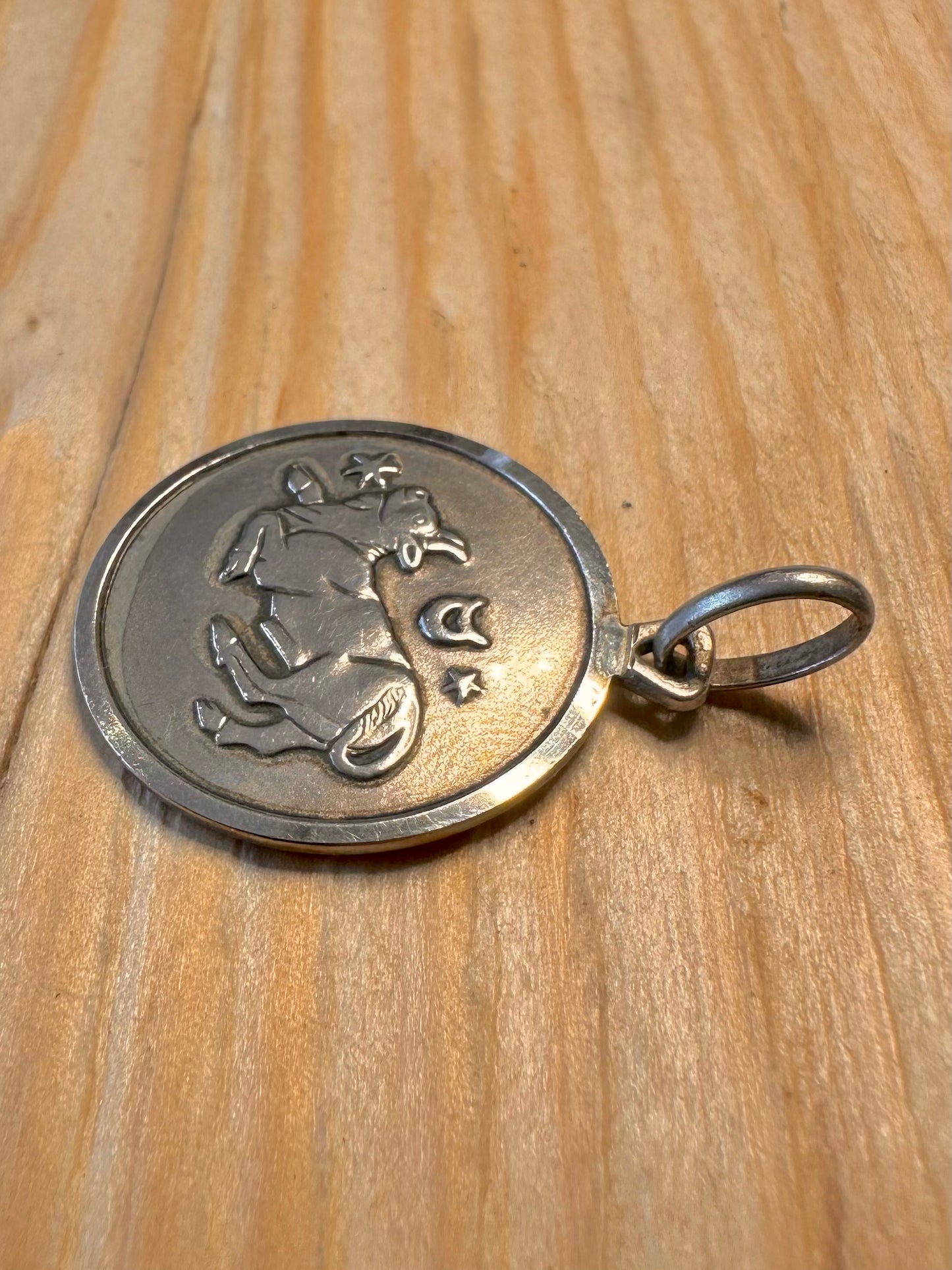 Vintage Taurus Zodiac Sign 835 Silver Pendant