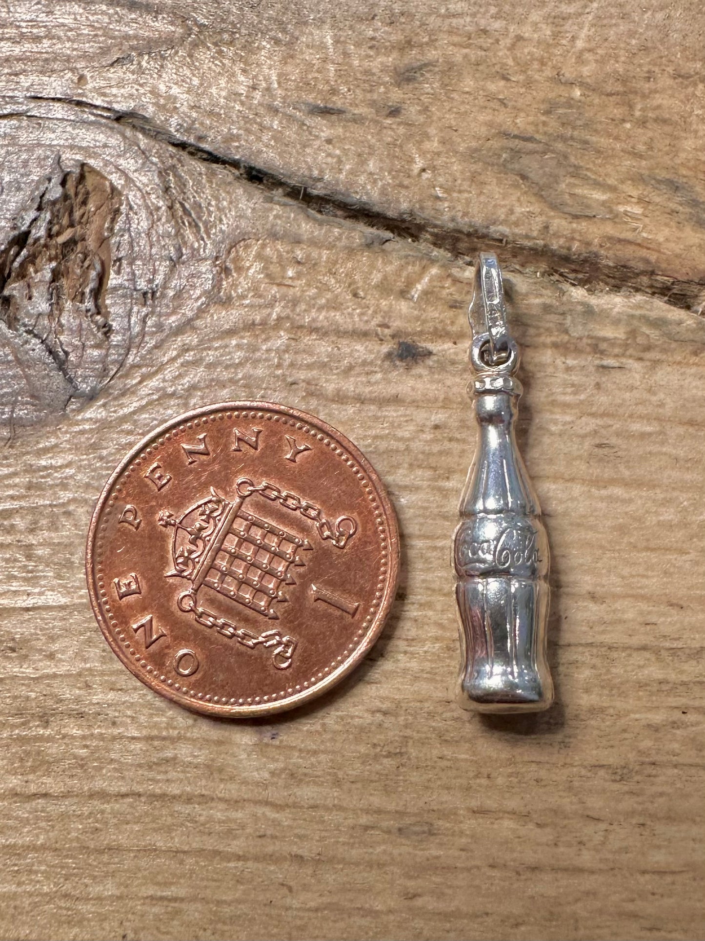Vintage Coke Cole Bottle 925 Silver Charm Pendant