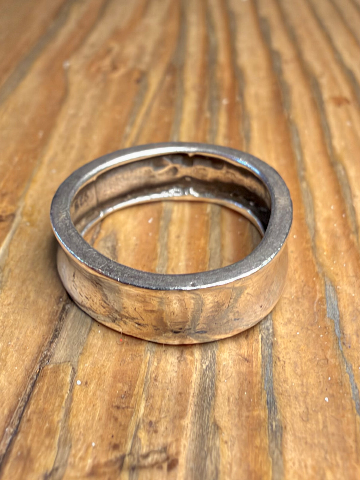 Abstract Curved Band 925 Sterling Silver Size M Ring