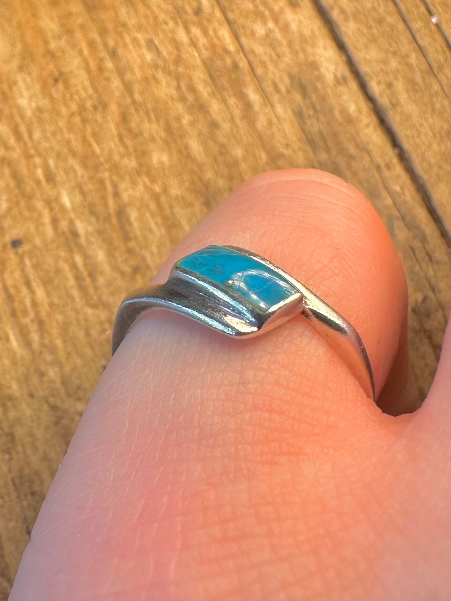 Turquoise Abstract 925 Sterling Silver Size O Ring