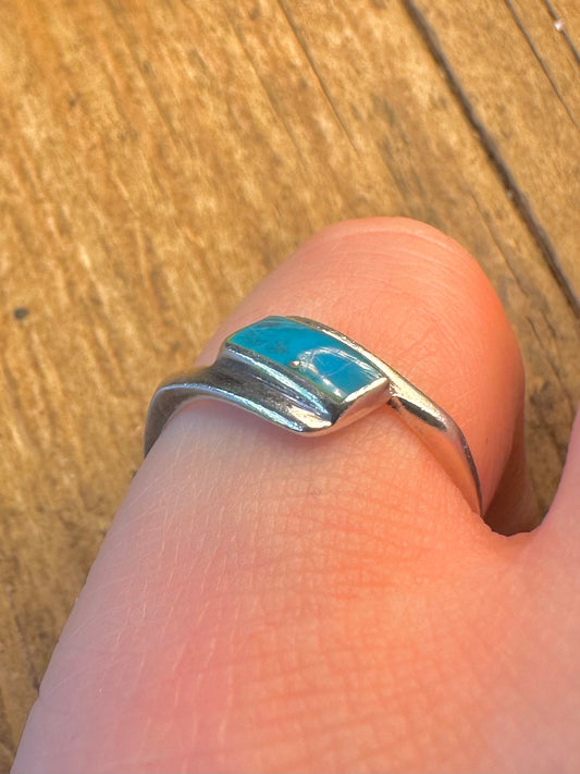 Turquoise Abstract 925 Sterling Silver Size O Ring
