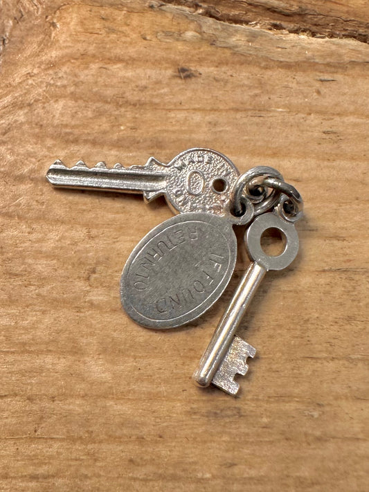Vintage Set of Keys 925 Silver Charm Pendant