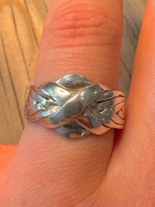 Vintage Puzzle 925 Silver Size U1/2 Ring