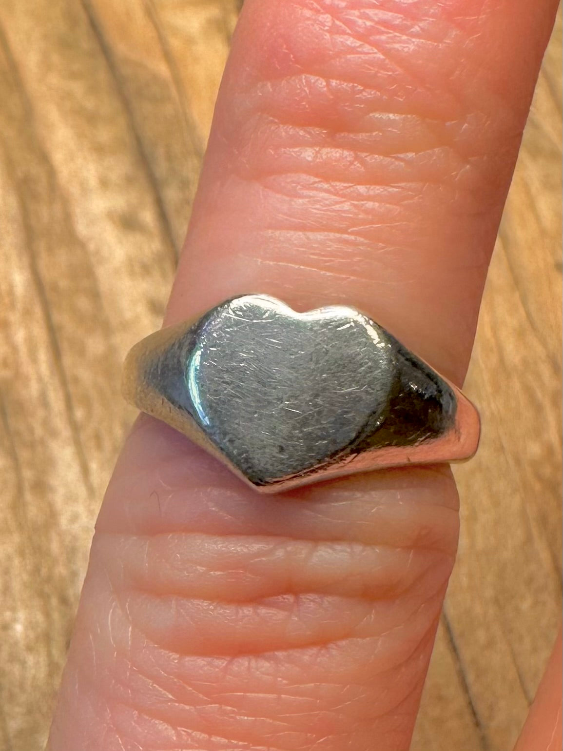 Vintage Heart Signet 925 Sterling Silver Hallmarked Size H Ring