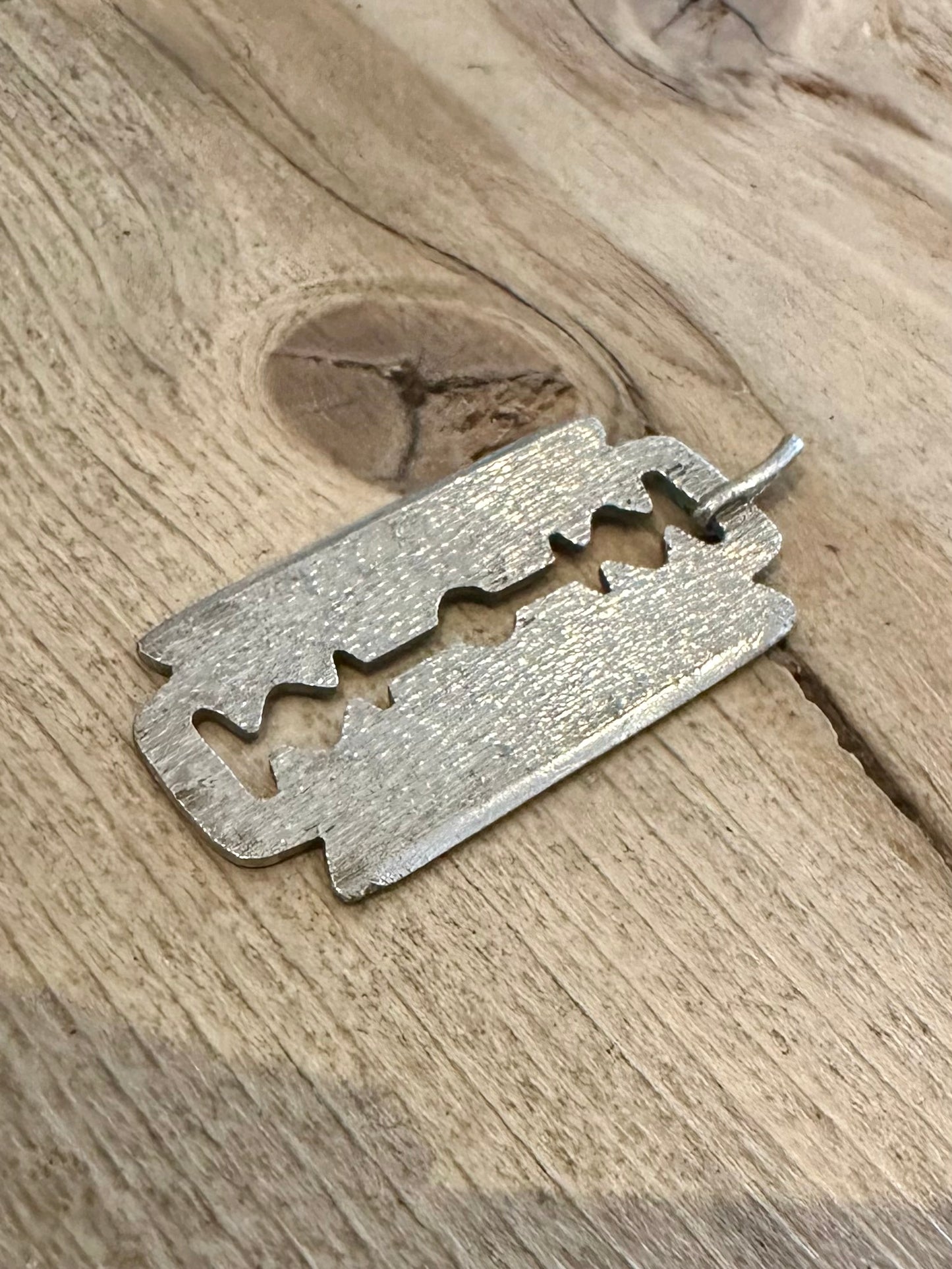 Vintage Bark Effect Blade 925 Silver Pendant