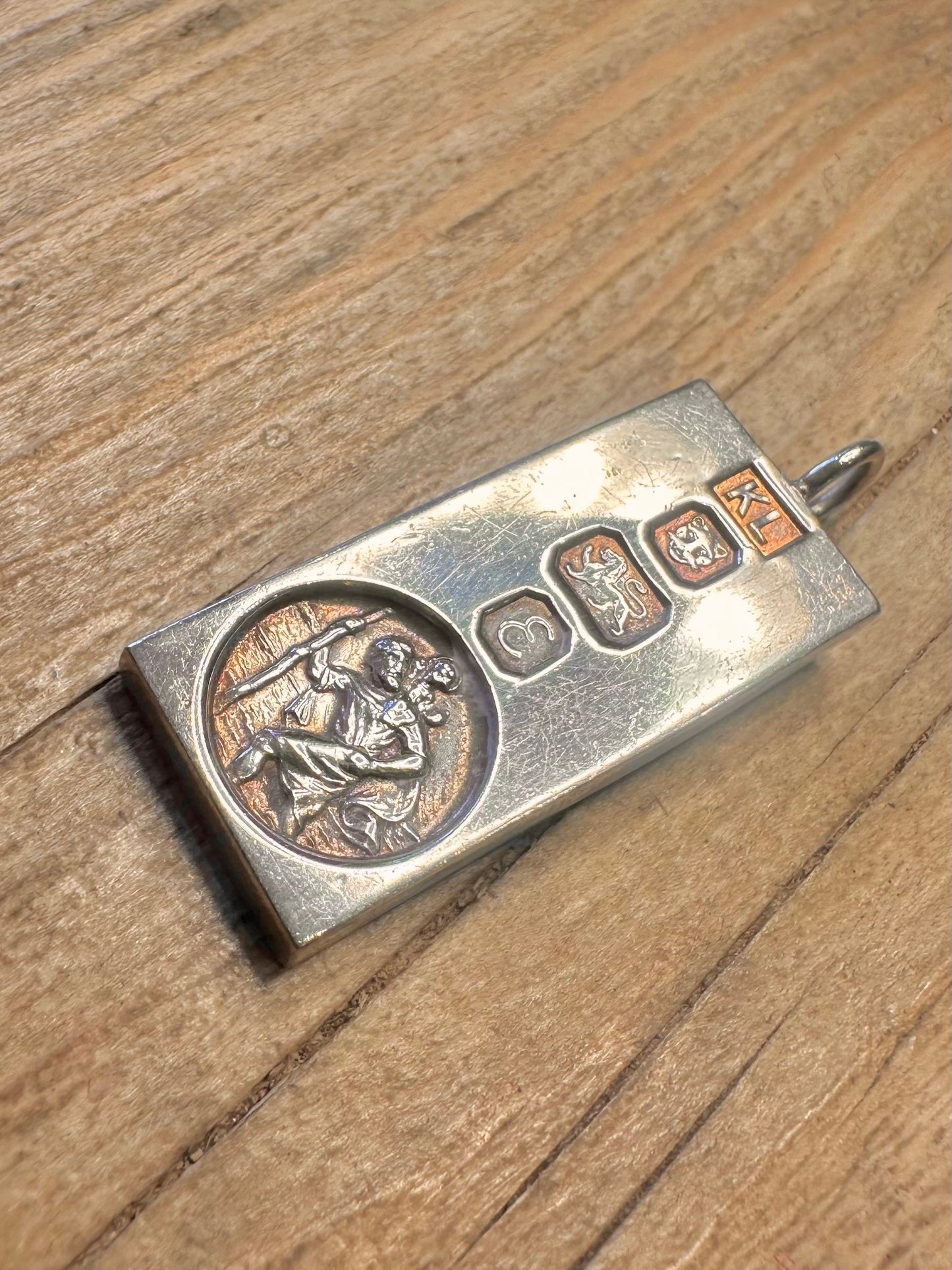 Vintage 1979 St Christopher Ingot 925 Sterling Silver Pendant