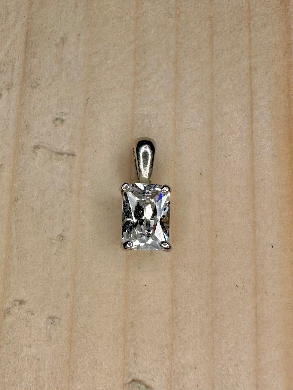 CZ Rectangle 925 Sterling Silver Pendant