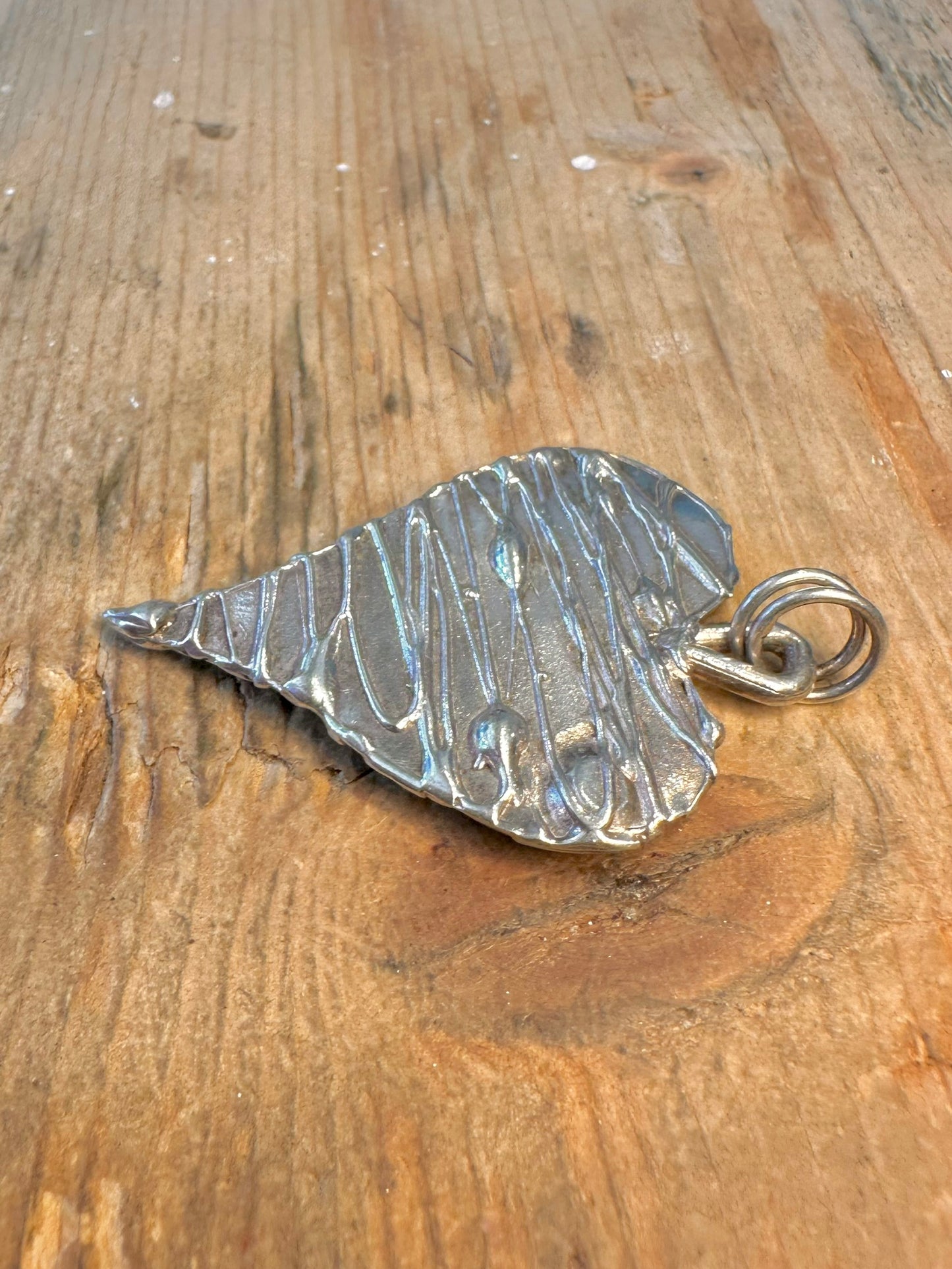 Abstract Heart Textured 925 Sterling Silver Pendant