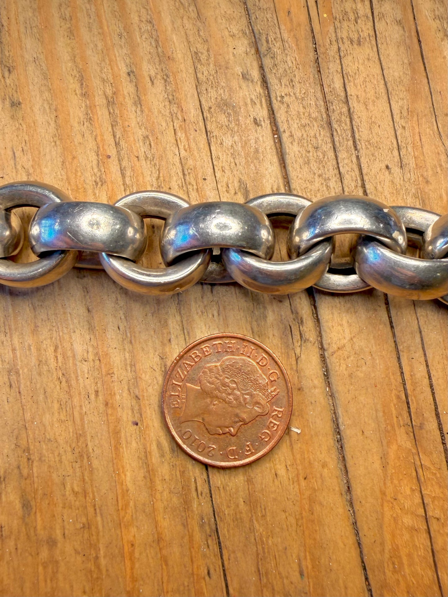 Chunky Belcher Chain Bolt Clasp 925 Sterling Silver 9 inch Bracelet