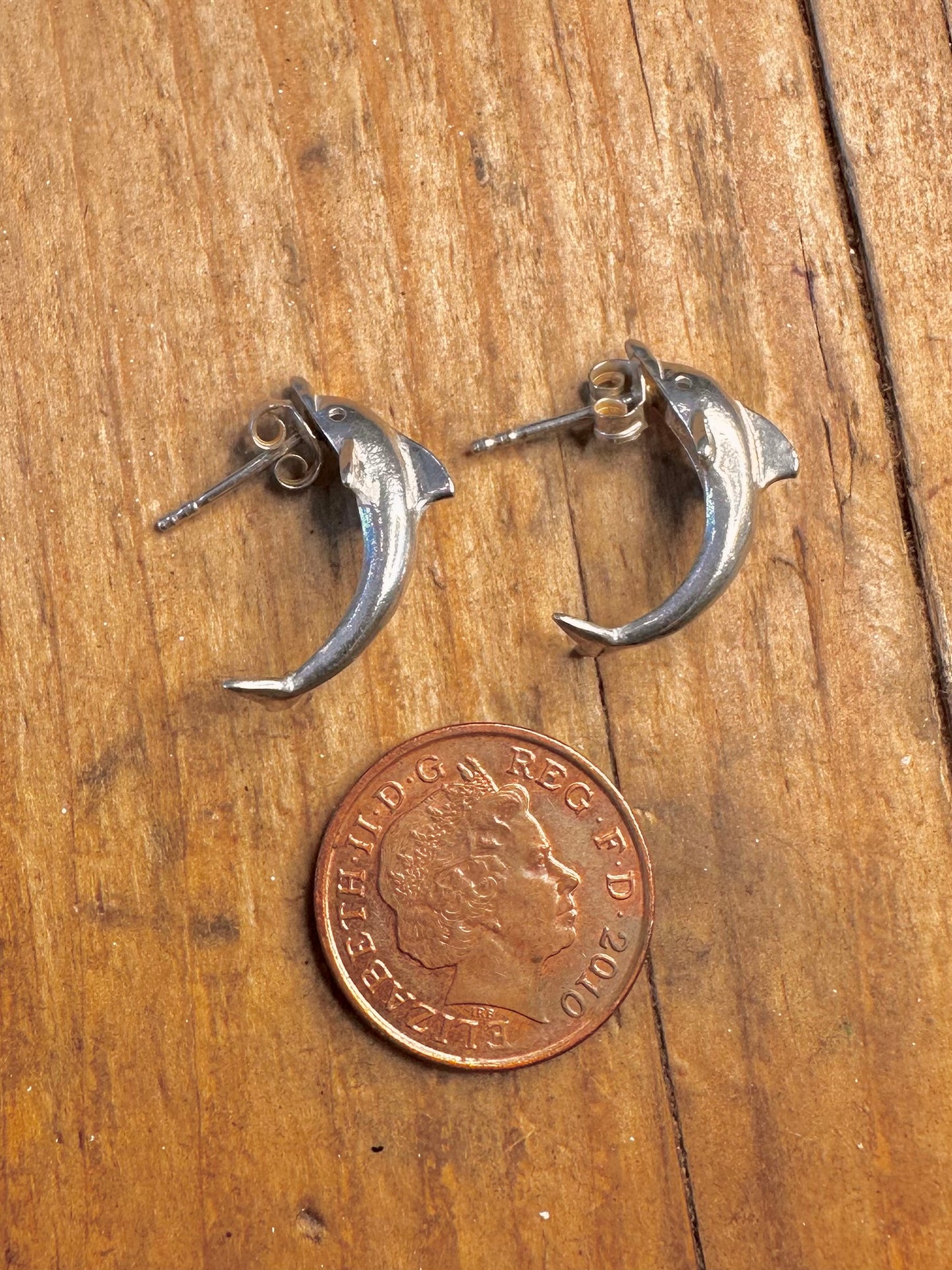 Dolphin Curved Studs 925 Sterling Silver Earrings