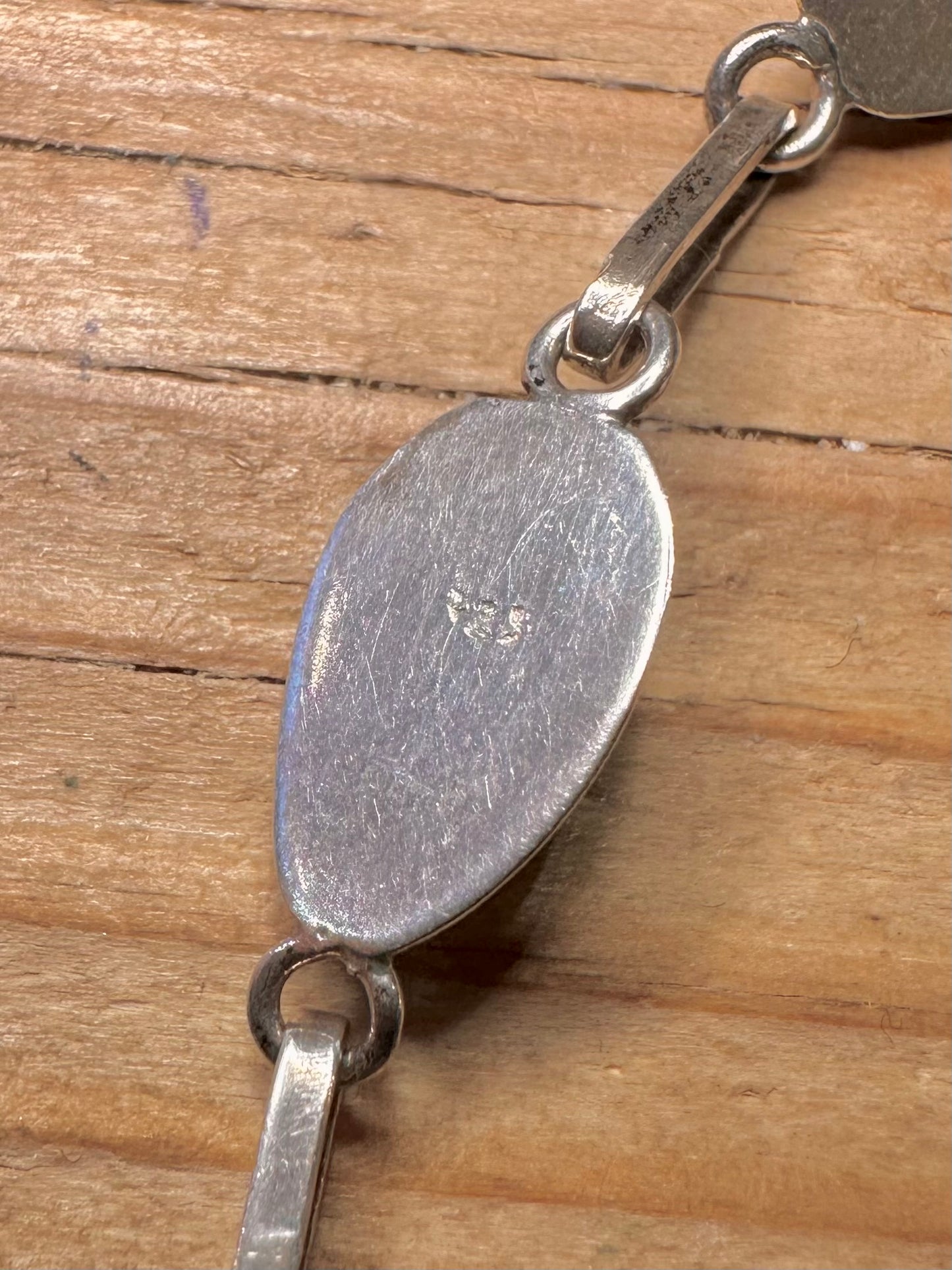 Vintage Larimar Tear Drop 925 Sterling Silver 8.3 inch Bracelet