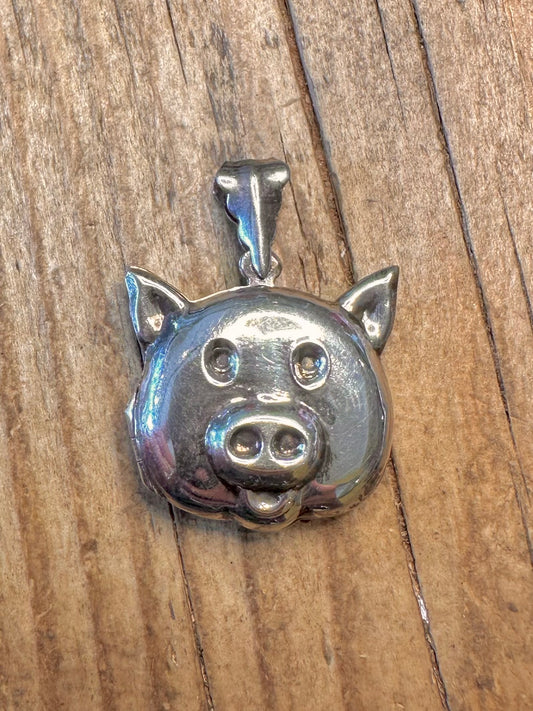 Pig Head Locket 925 Sterling Silver Pendant