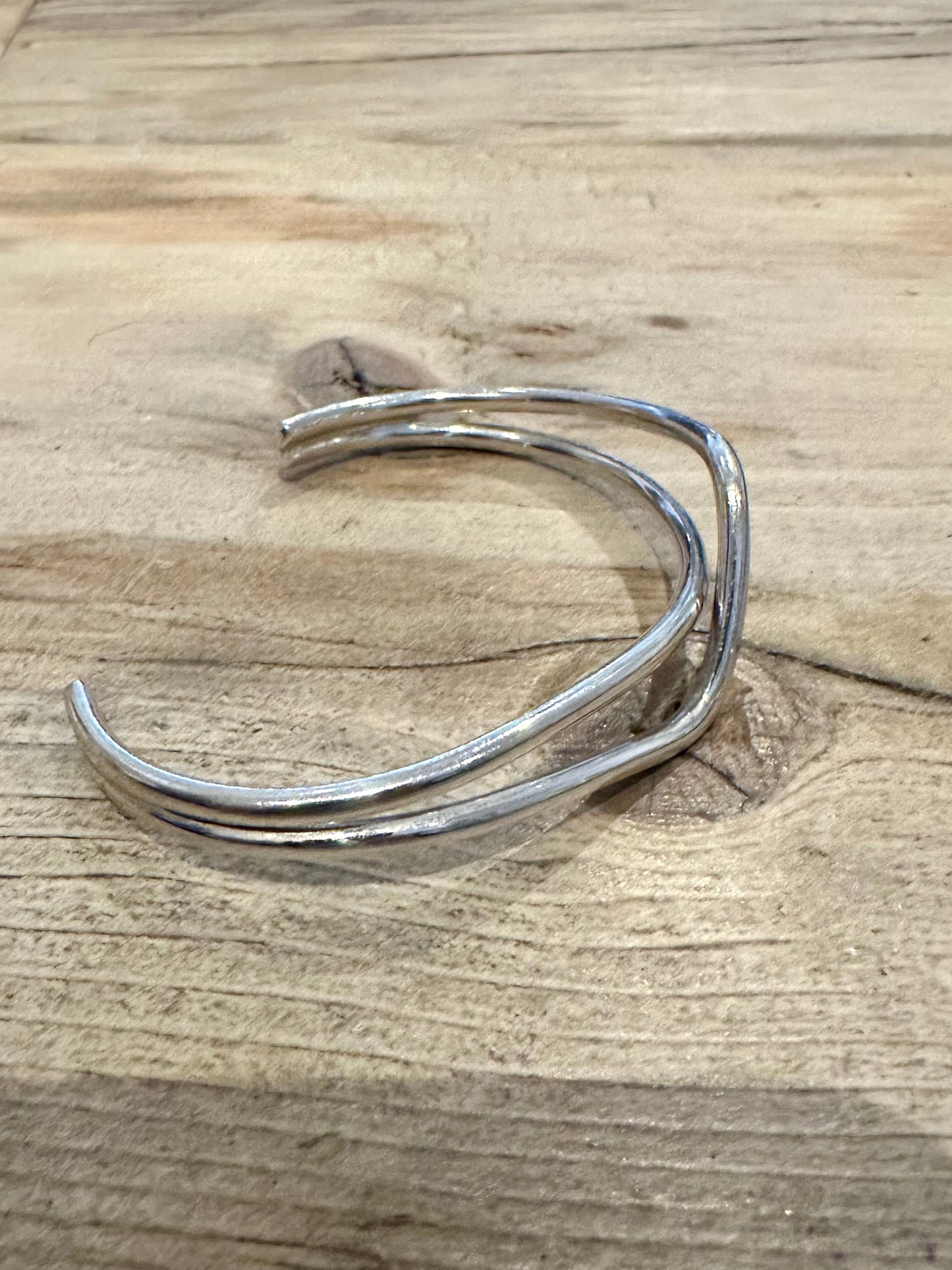 Abstract Swirl Twist 925 Silver Cuff Bangle