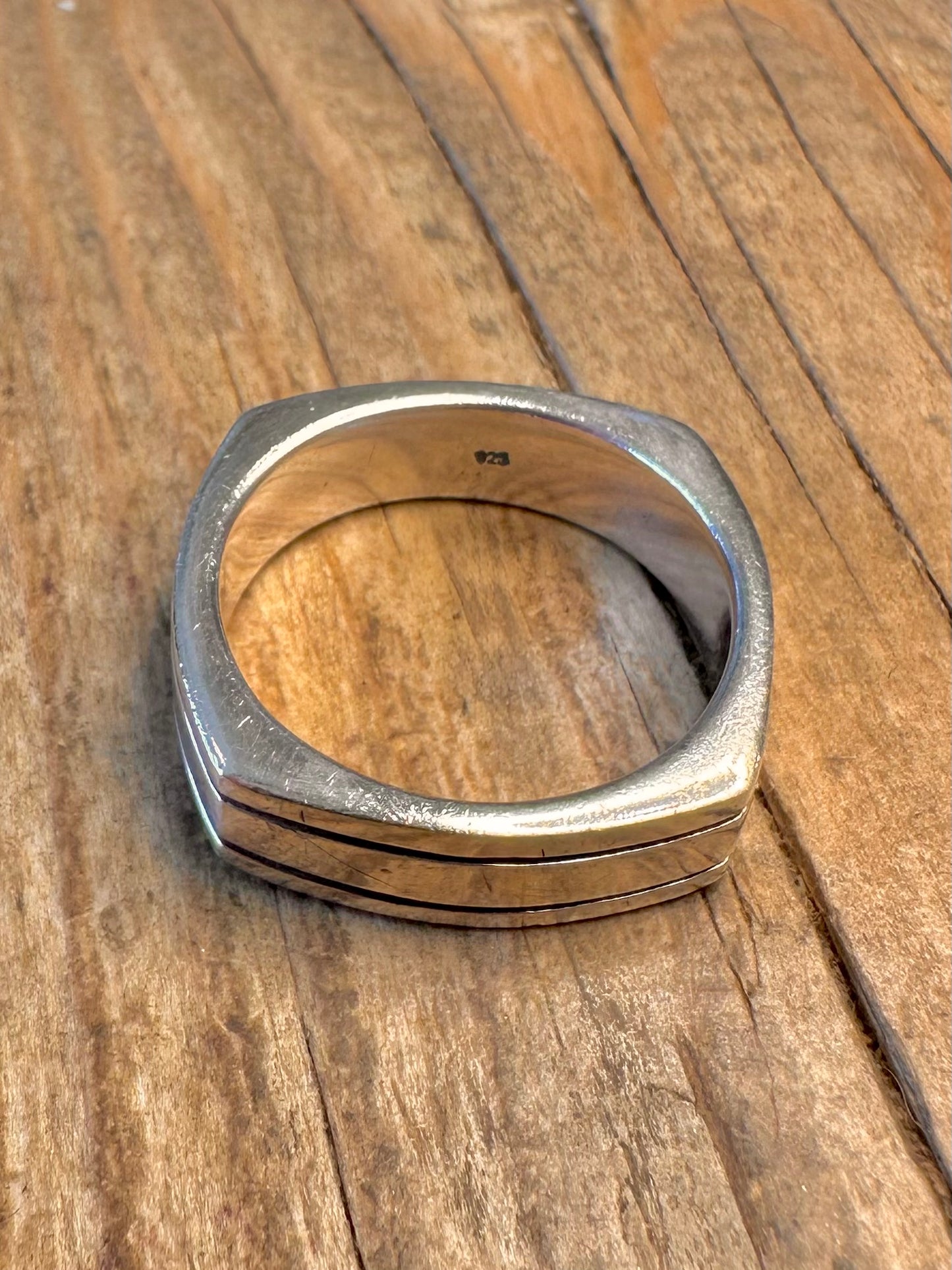 Bandring, quadratisch, liniert, 925er Sterlingsilber, Größe Y