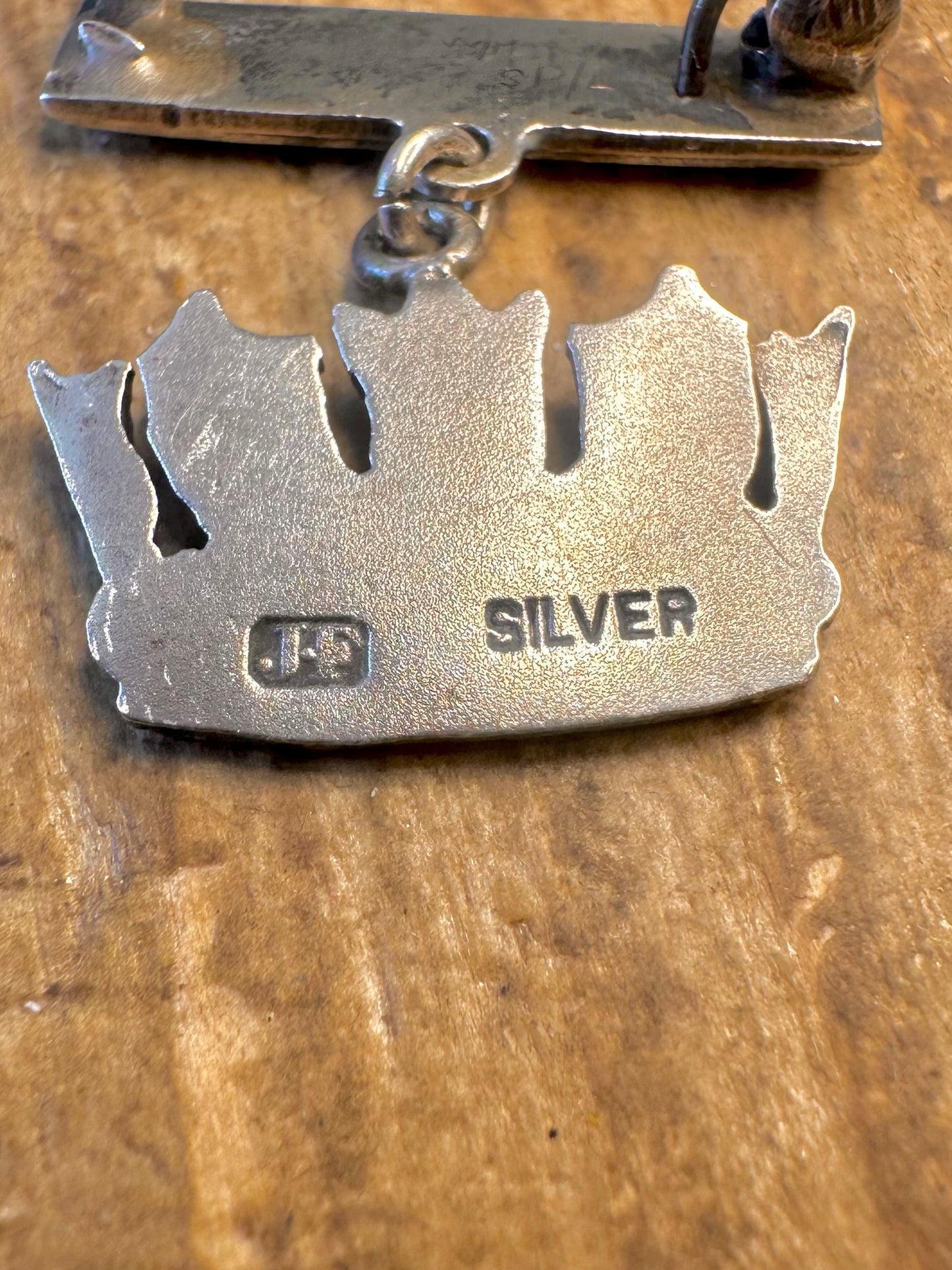 WW2 Royal Navy Enamel Naval Crown Sweatheart Maker James Fenton 925 Sterling Silver Brooch