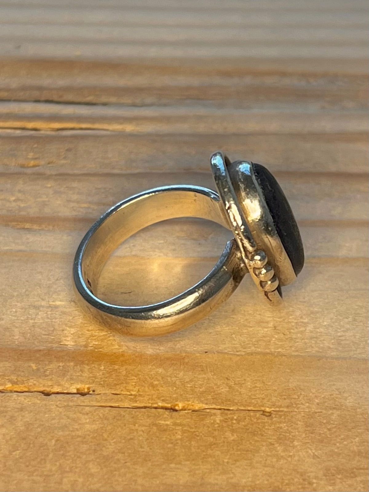 Oval Lapis Lazuli 925 Sterling Silver Size J Ring
