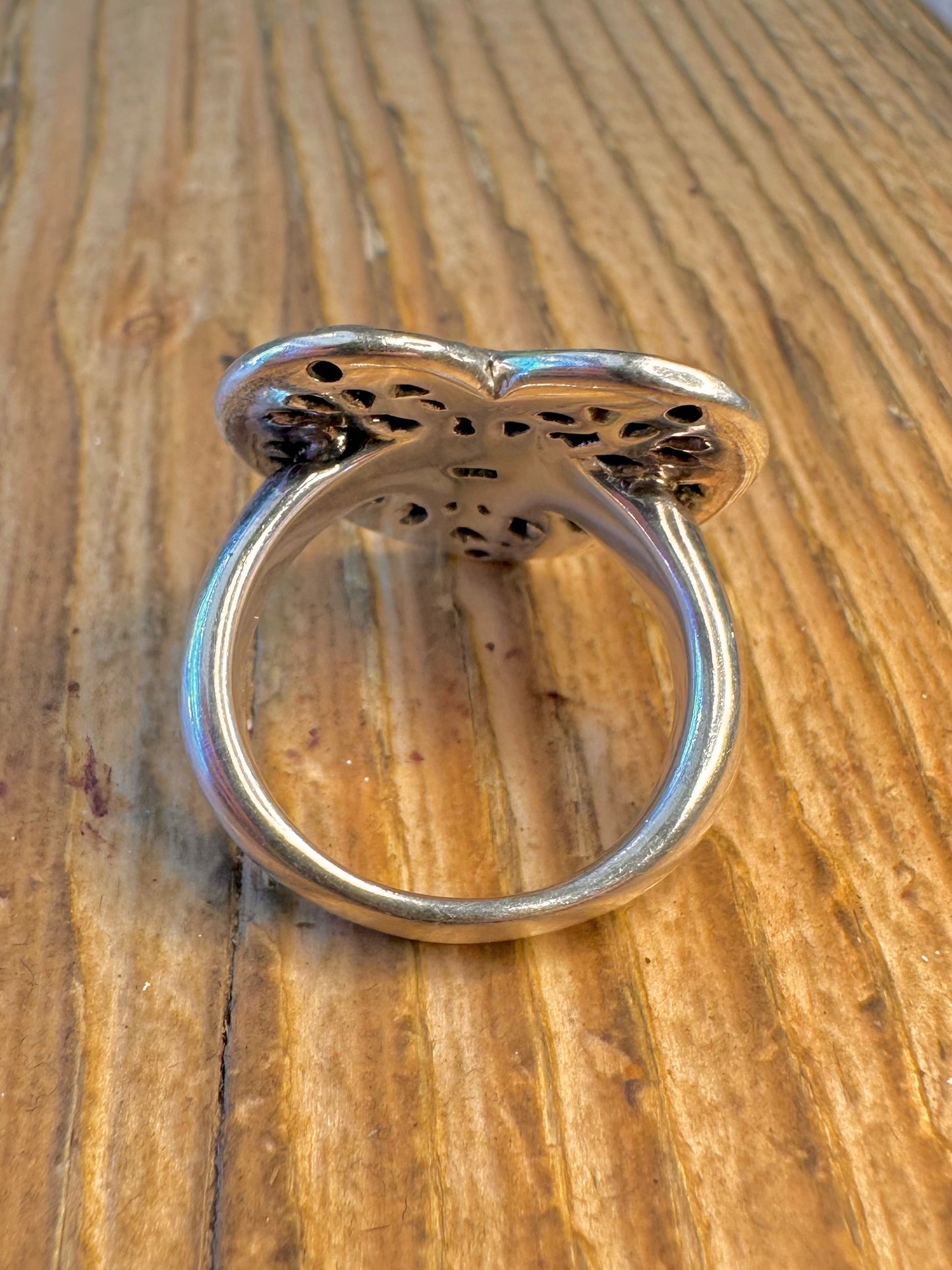 Heart Filigree 925 Sterling Silver Size R1/2 Ring