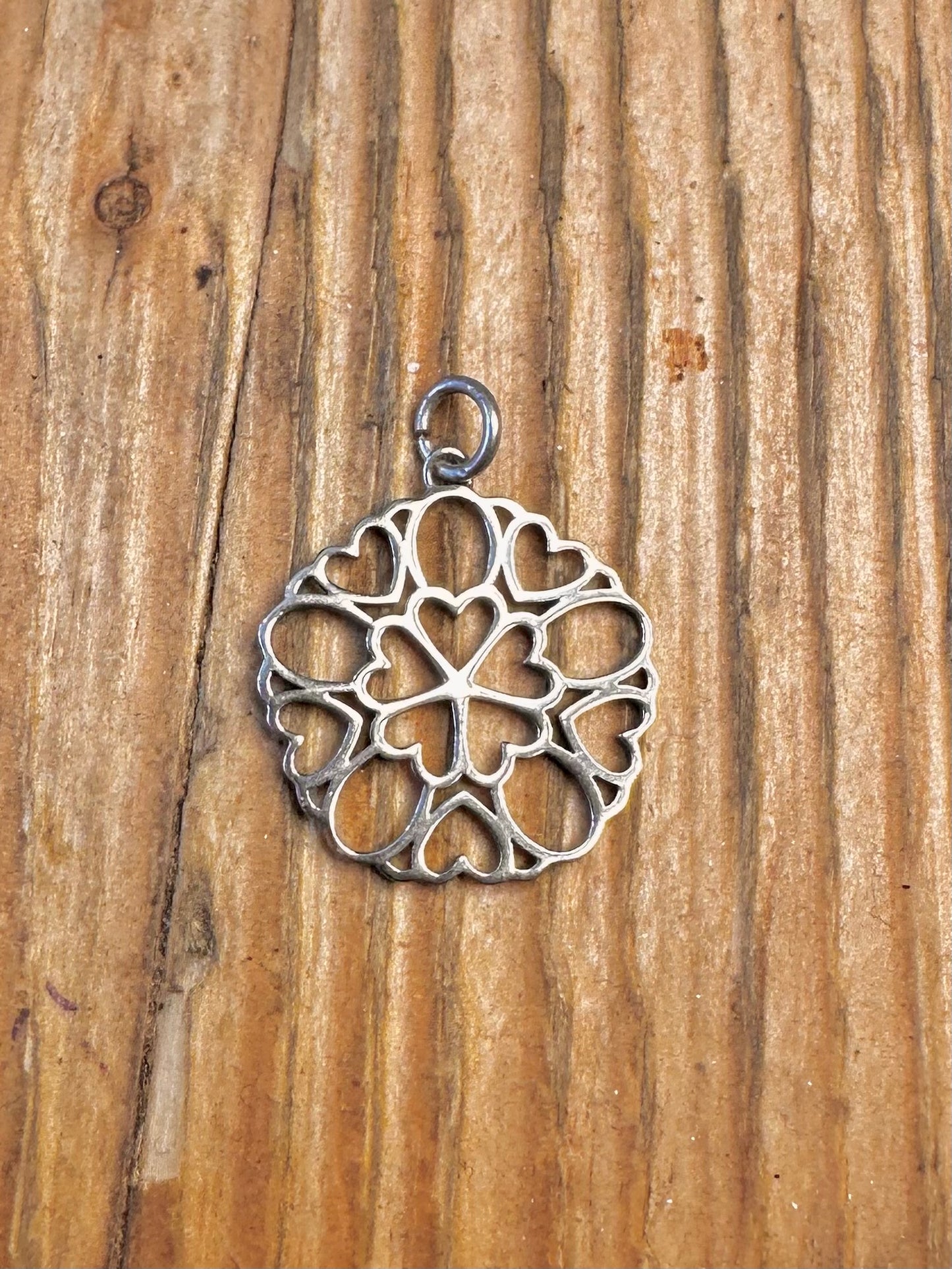 Heart Floral Circle 925 Sterling Silver Pendant