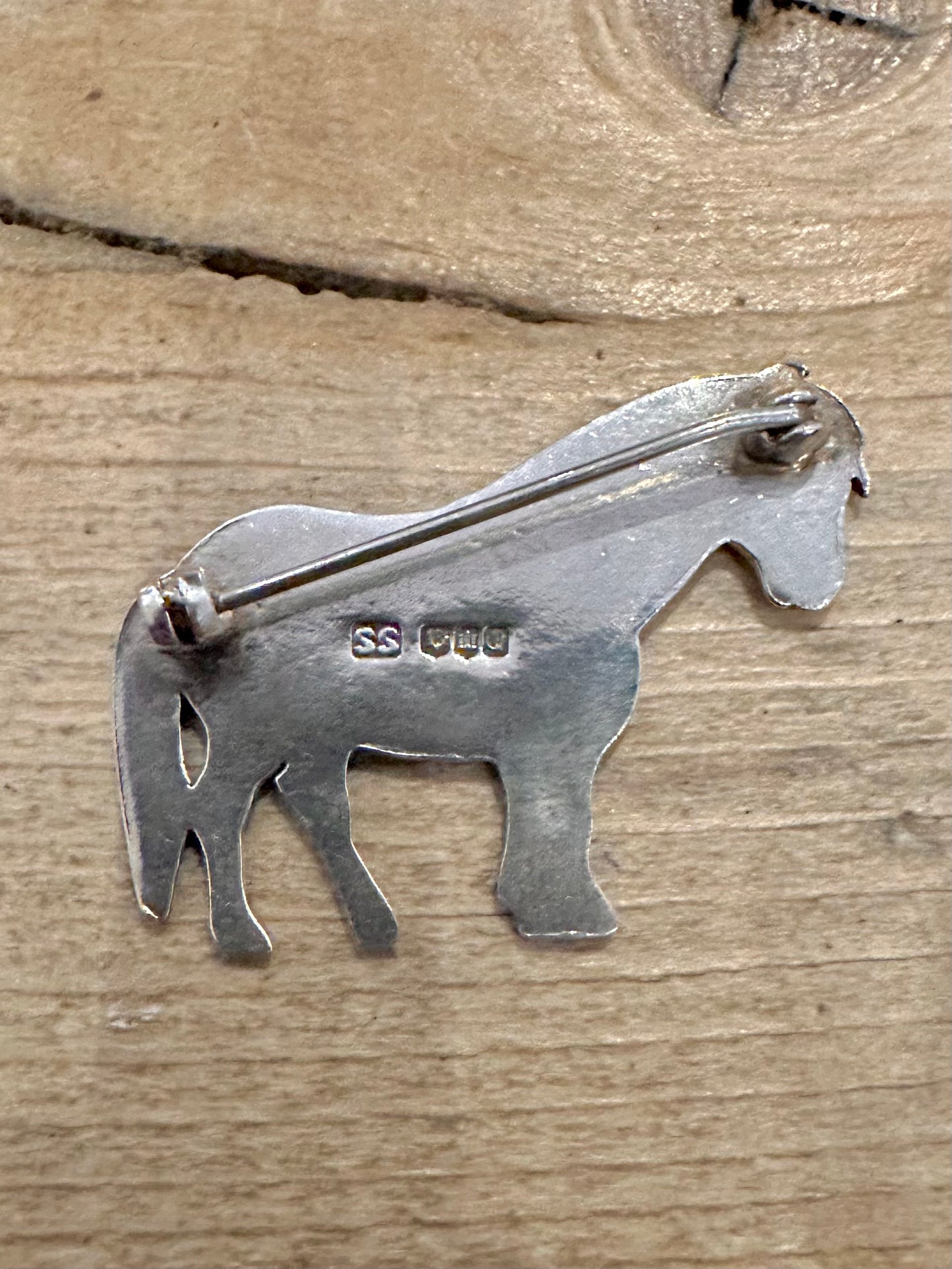 Vintage 1971 Shetland Pony Scottish 925 Silver Brooch