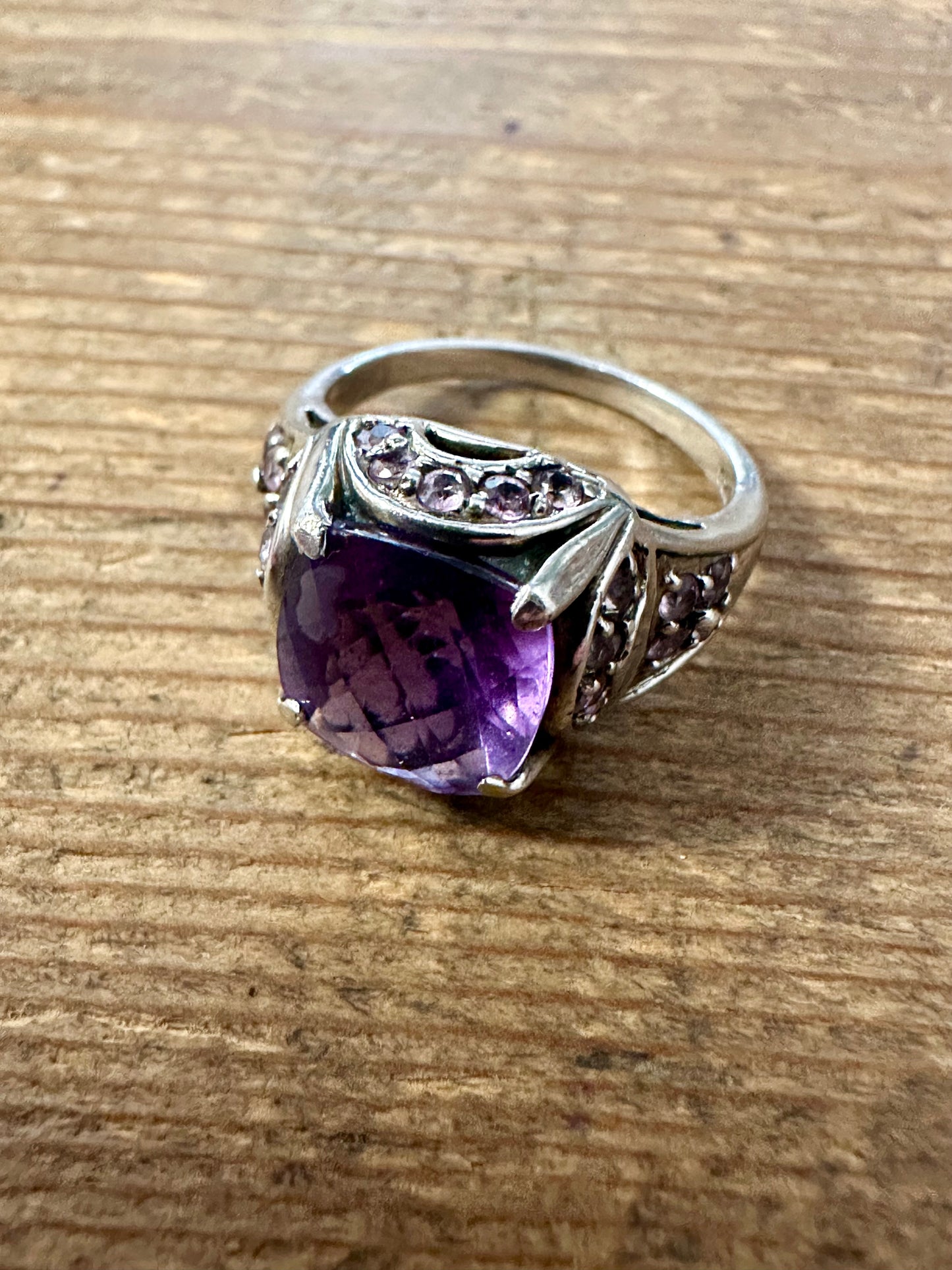 Modern Purple Stone 925 Silver Size P Ring