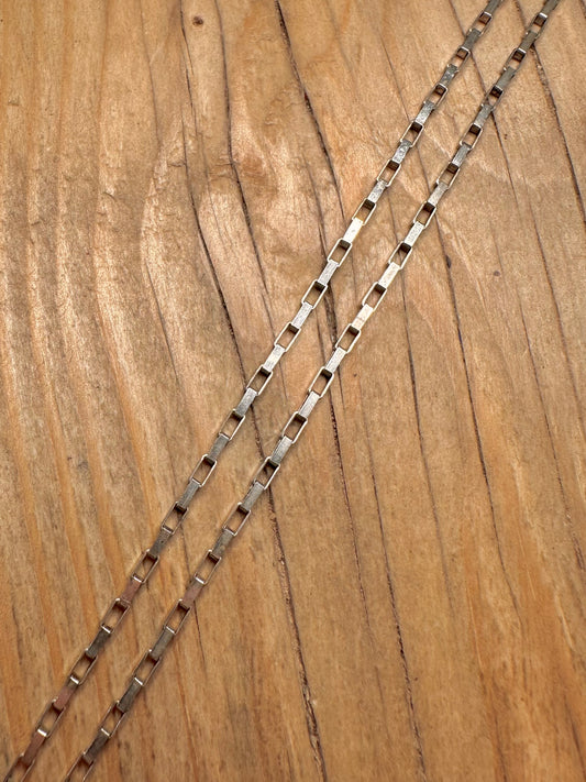 Vintage Rectangle Link Chain 925 Sterling Silver 18.3 inch Necklace