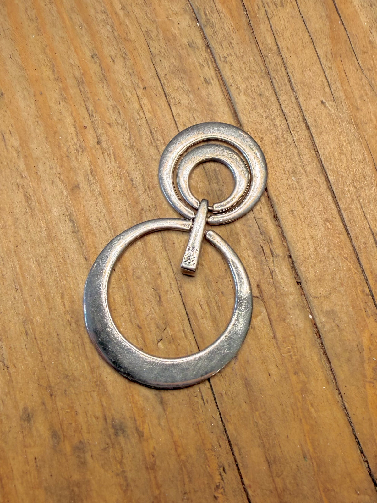 Modernist Triple Moving Disc 925 Sterling Silver Pendant