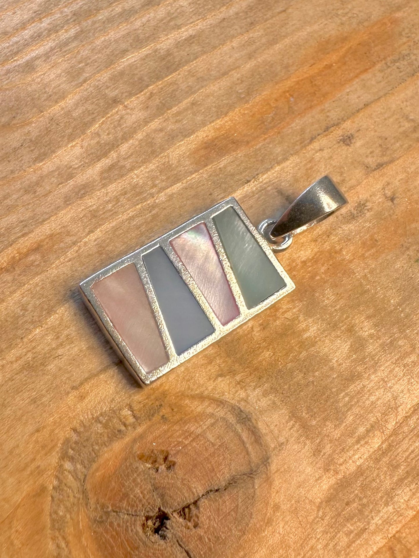 Multi Coloured Mother of Pearl 925 Sterling Silver Pendant