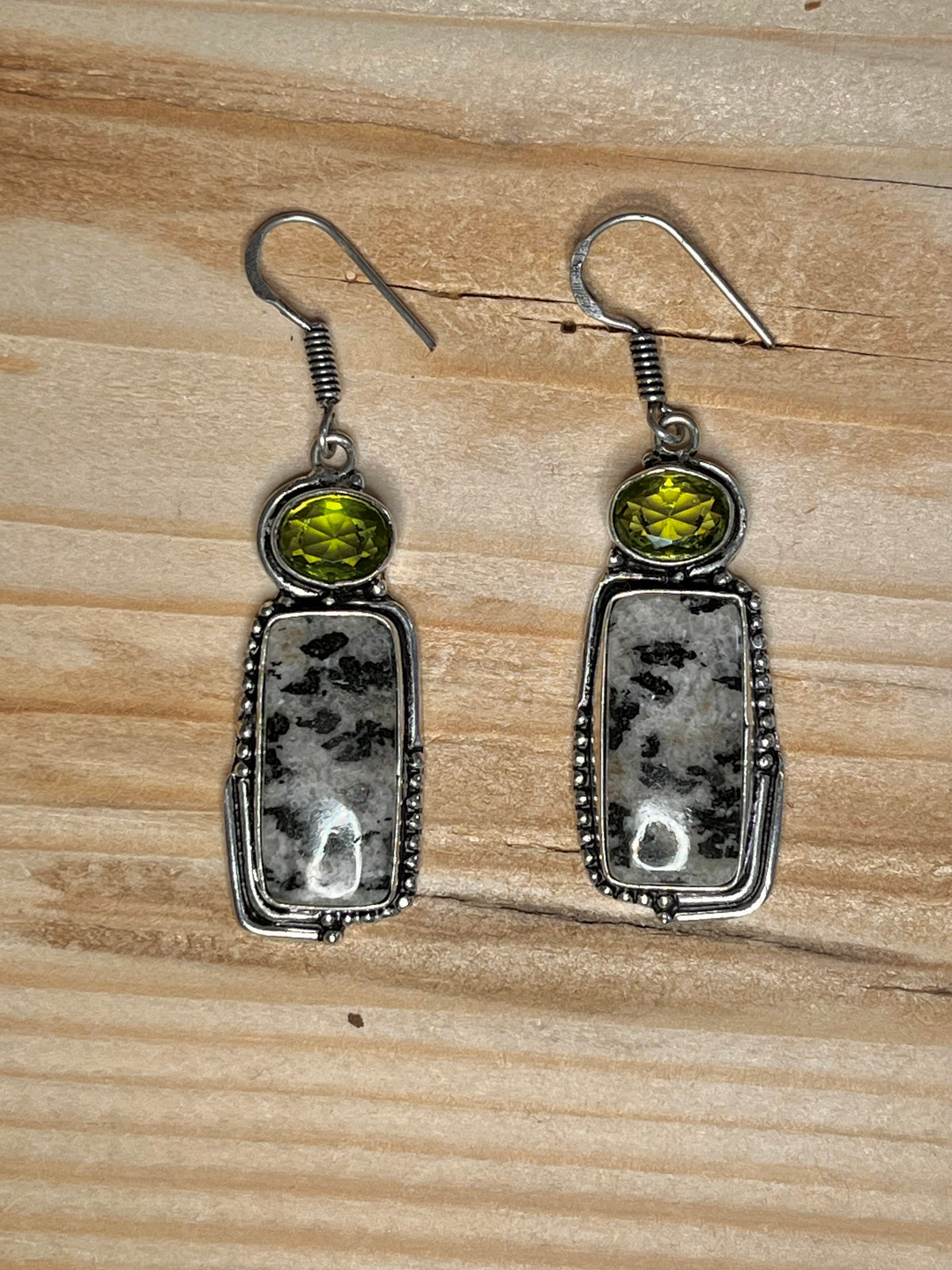 Jasper and Peridot Drop Dangle 925 Sterling Silver Drop Earrings