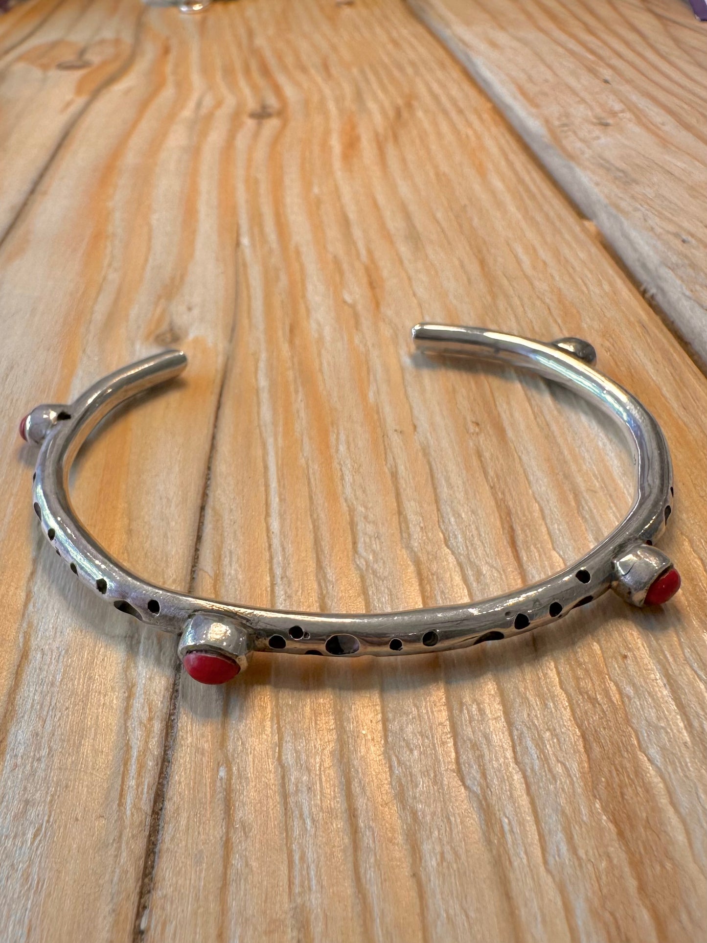 Abstract Coral Textured 925 Silver Cuff Bangle