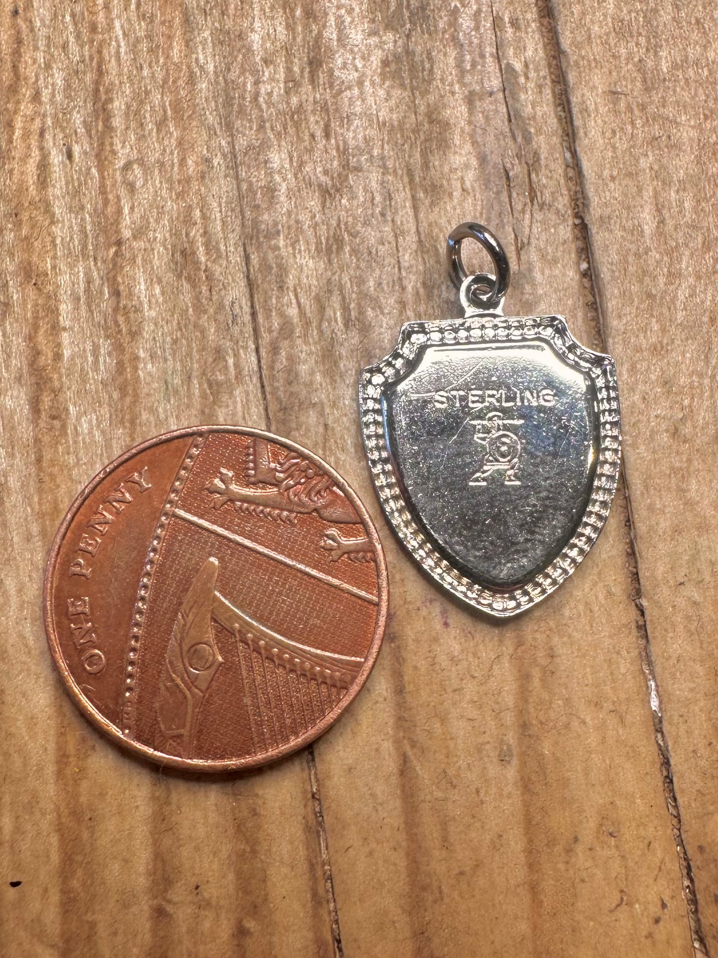 Vintage Enamel Long Beach Calif Shield 925 Sterling Silver Charm Pendant