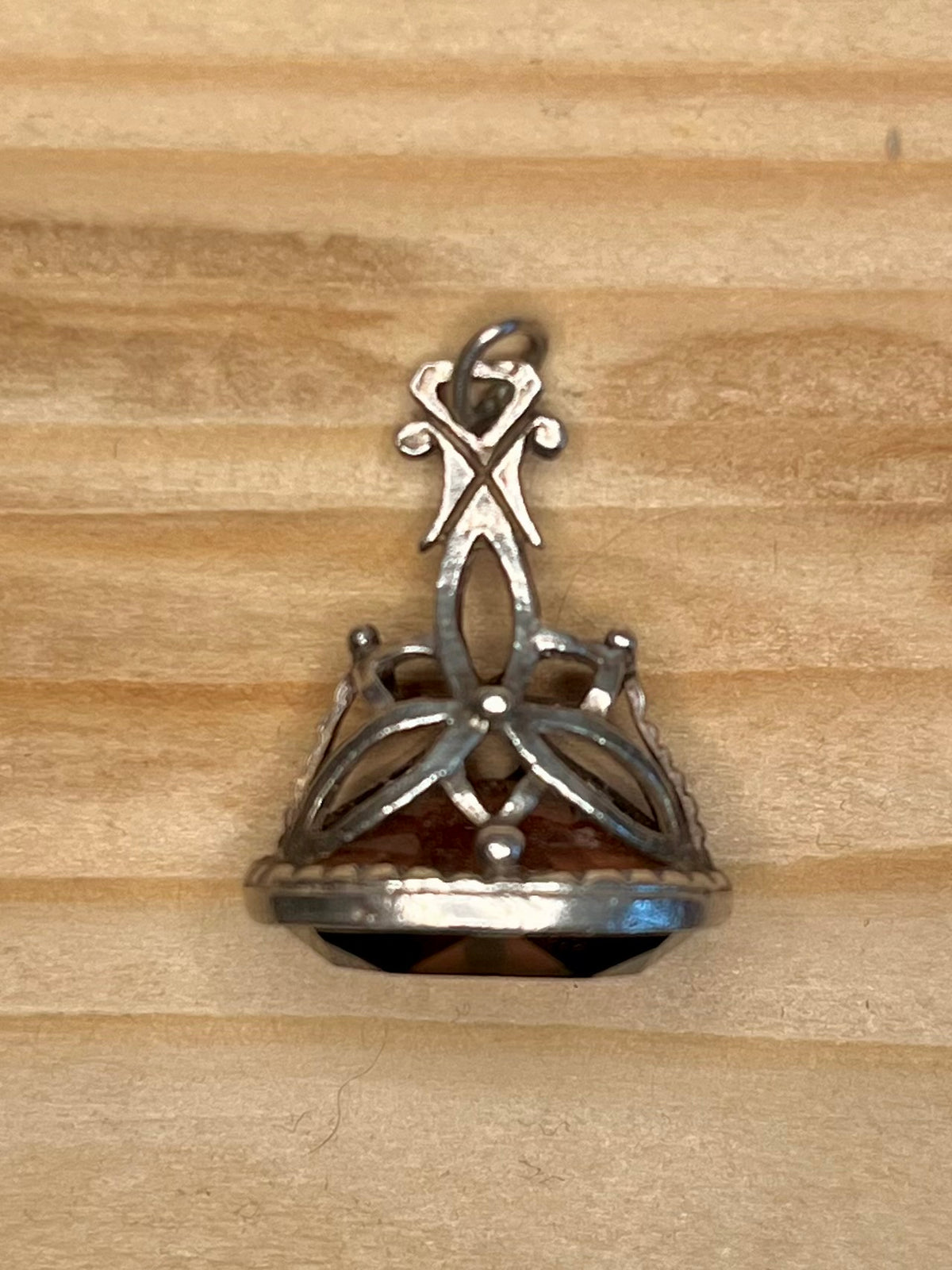 Dark Citrine Ornate Fob 925 Sterling Silver Pendant