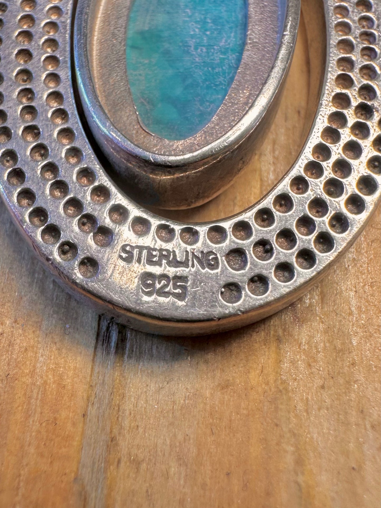 Turquoise Polished Inlay 925 Sterling Silver Pendant