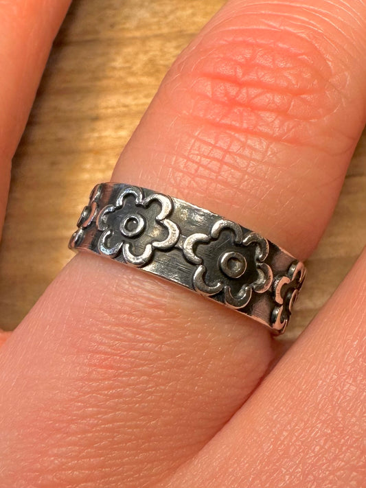 Vintage Blumenband Mexiko 925 Sterlingsilber Ring Größe P