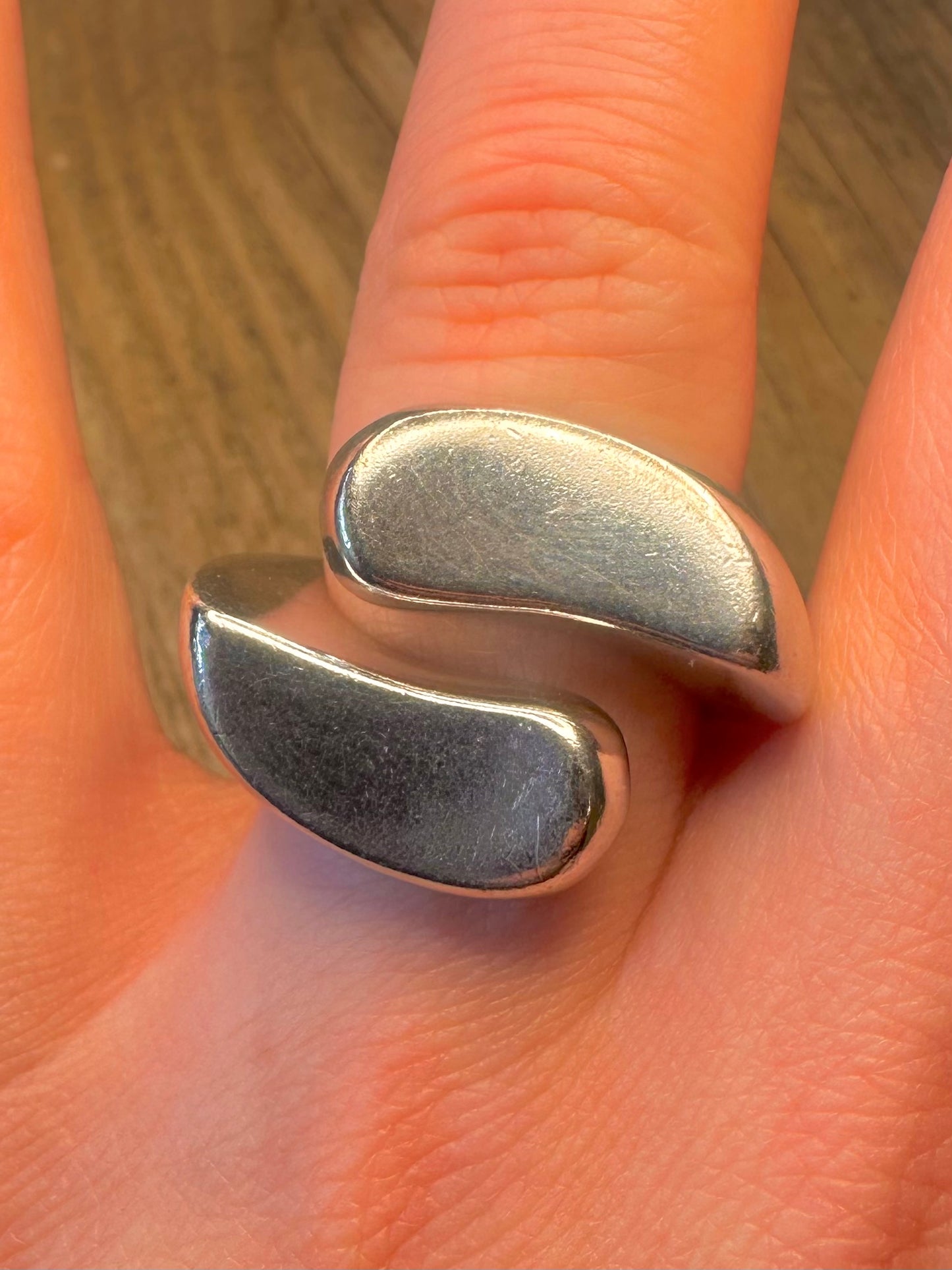 Abstrakter klobiger überlappender Maker Cobi 925 Sterling Silber Größe R Ring