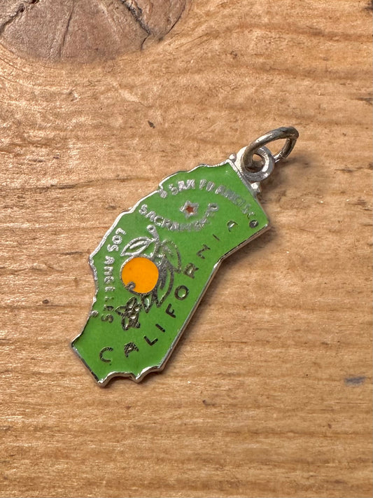 Vintage California Enamel 925 Silver Charm Pendant