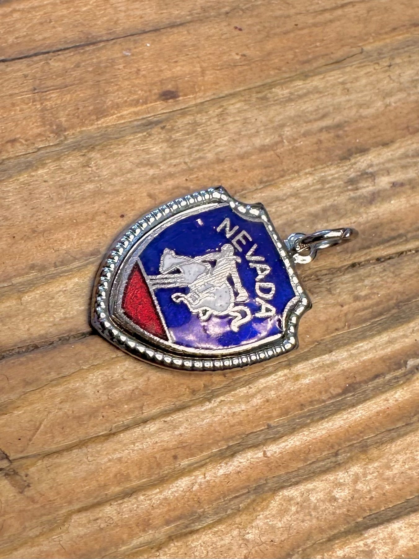 Nevada Crest Enamel 925 Sterling Silver Charm Pendant