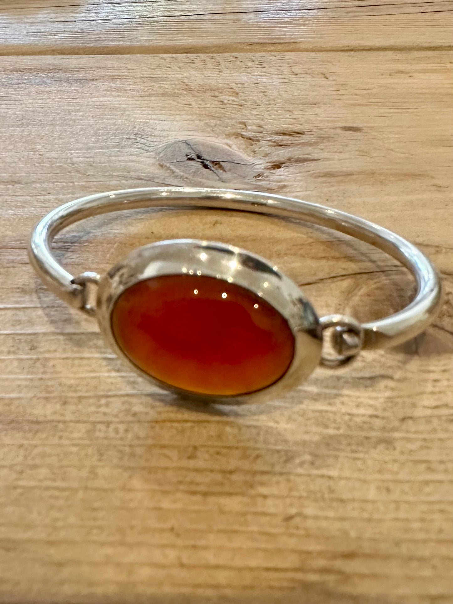 Vintage 1997 Large Carnelian 925 Silver Bangle