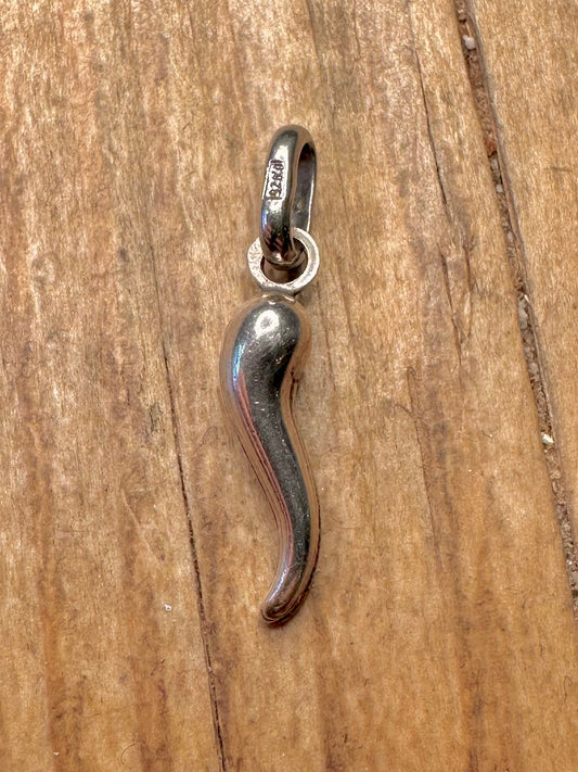 Vintage Horn Cornicello Anhänger aus 925er Sterlingsilber