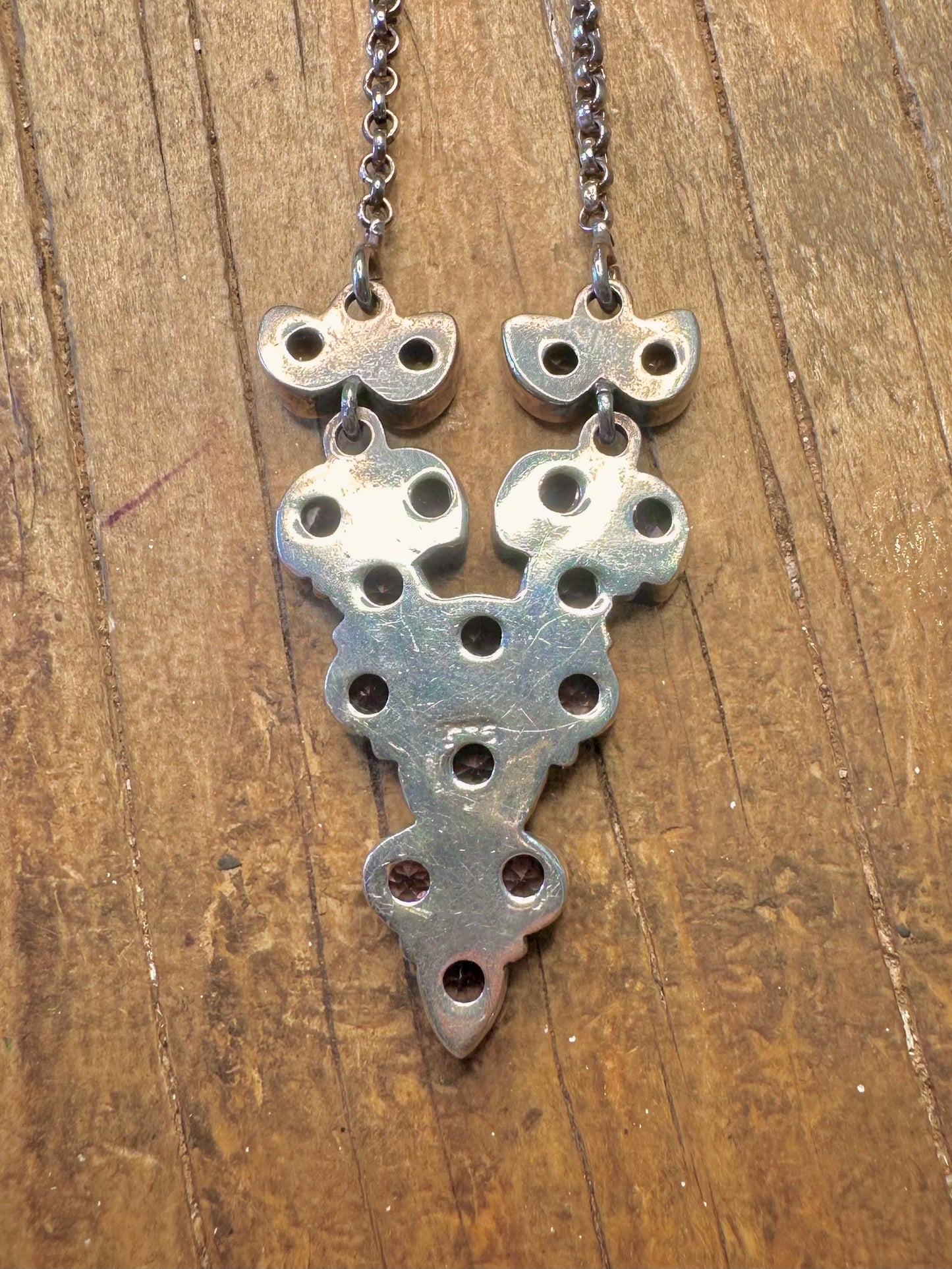 Amethyst Cluster Belcher Chain 925 Sterling Silver 16.5 inch Necklace