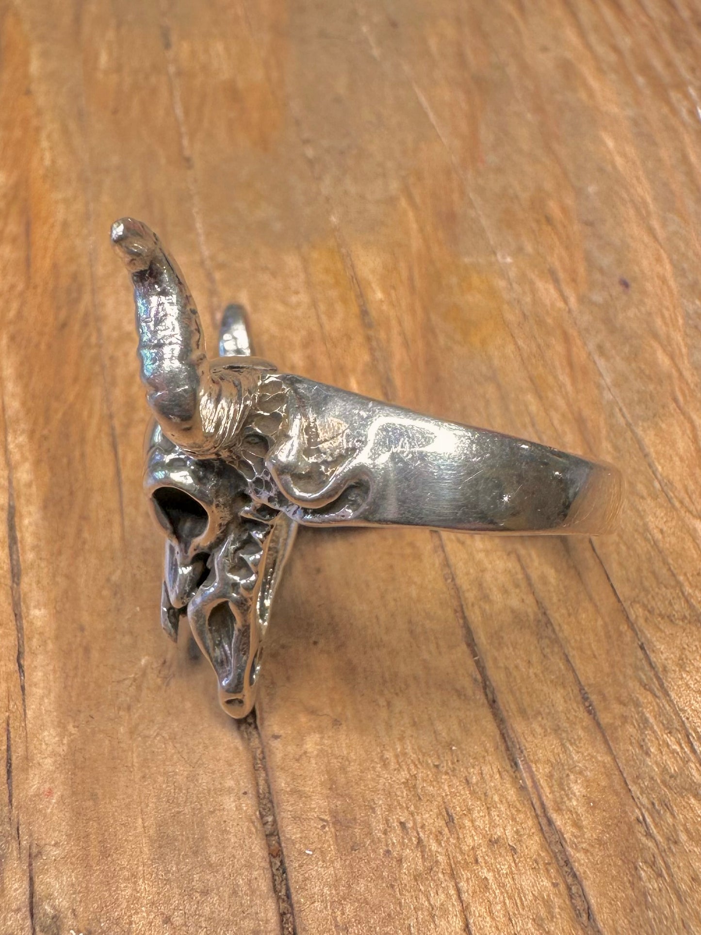 Vintage Ram Skull Head 925 Sterling Silver Silver Size V1/2 Ring