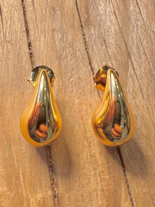 Modernist Gold Teardrop 925 Silver Earrings