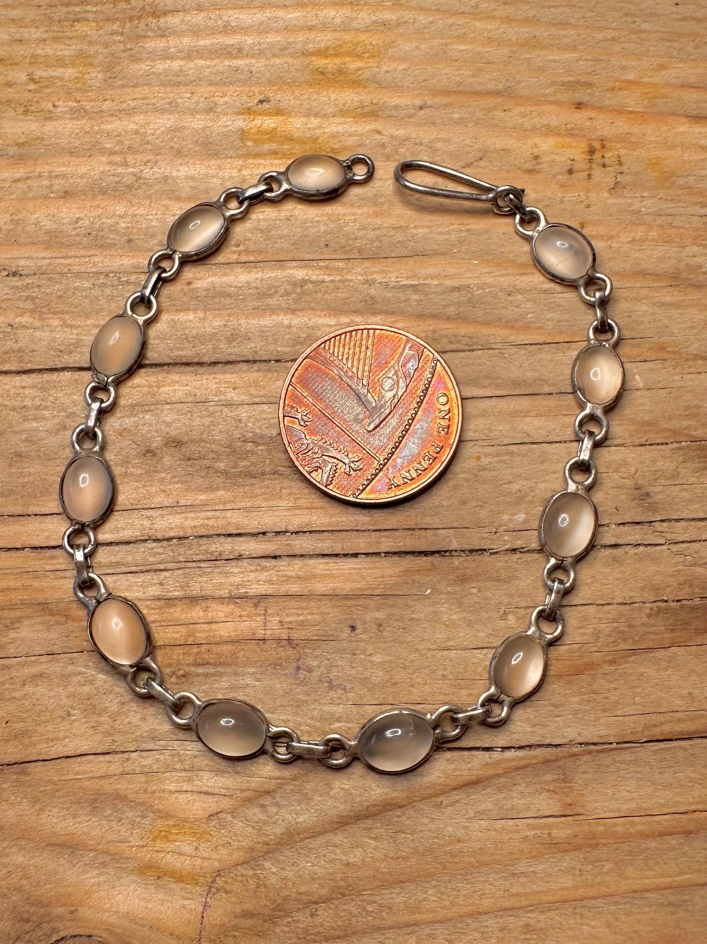 Vintage klarer Quarz 925 Sterling Silber 7,5 Zoll Armband