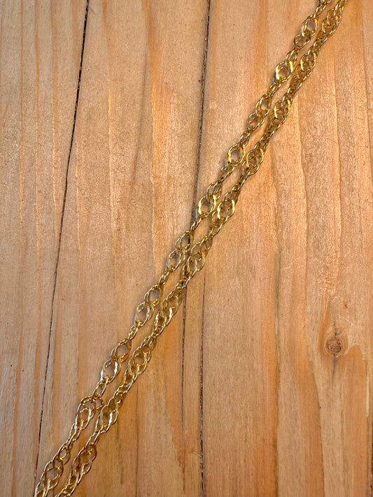 Vintage Twisted Chain Gold on 925 Silver 17.6 inch Necklace