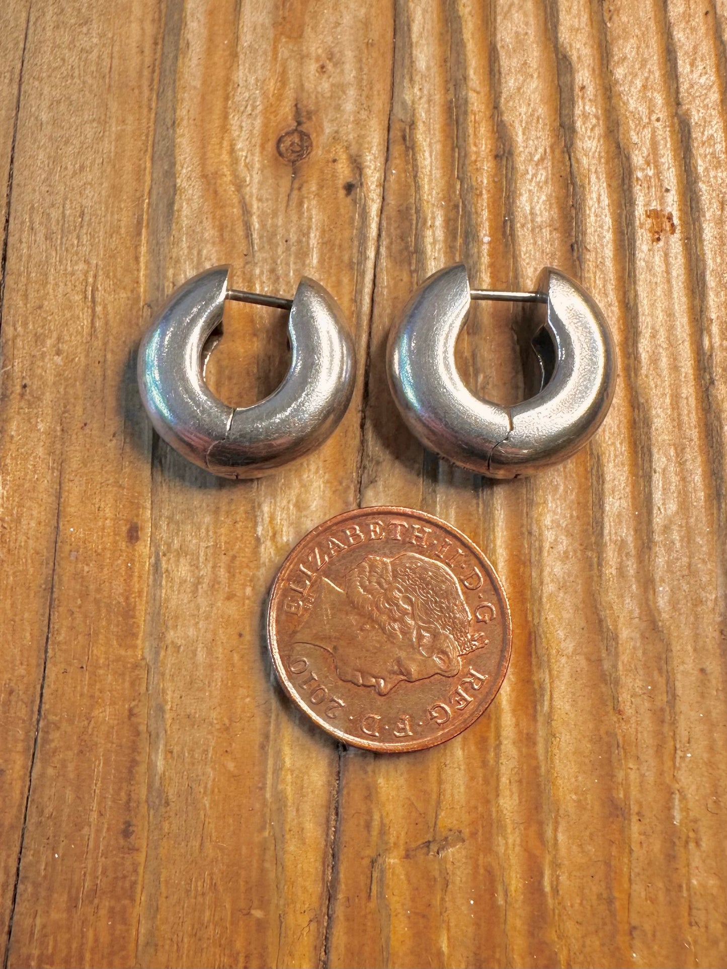 Chunky Maker Esprit Huggie Hoop 925 Sterling Silver Earrings