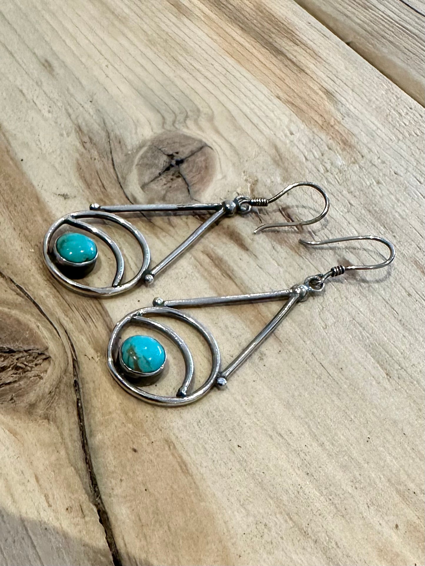 Abstract Dangle Turquoise 925 Silver Earrings