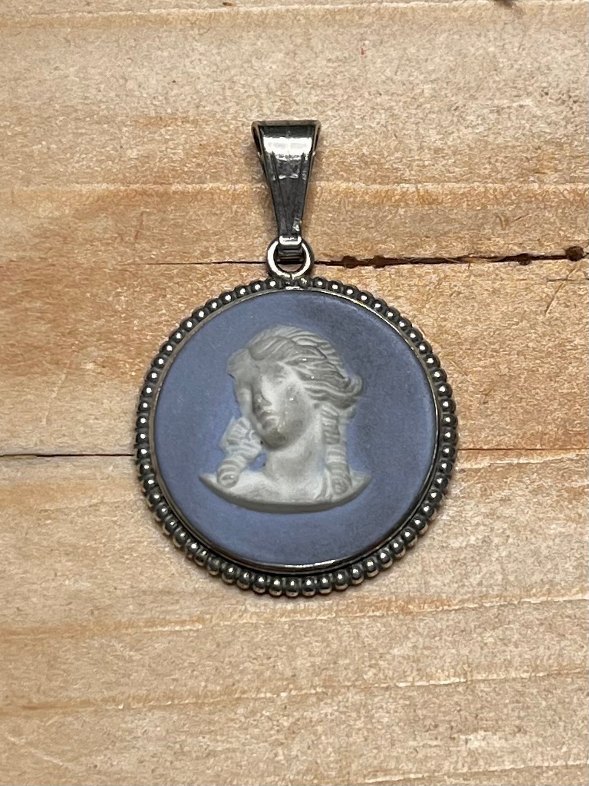 Wedgwood Blue and White Made in England 925 Sterling Silver Pendant