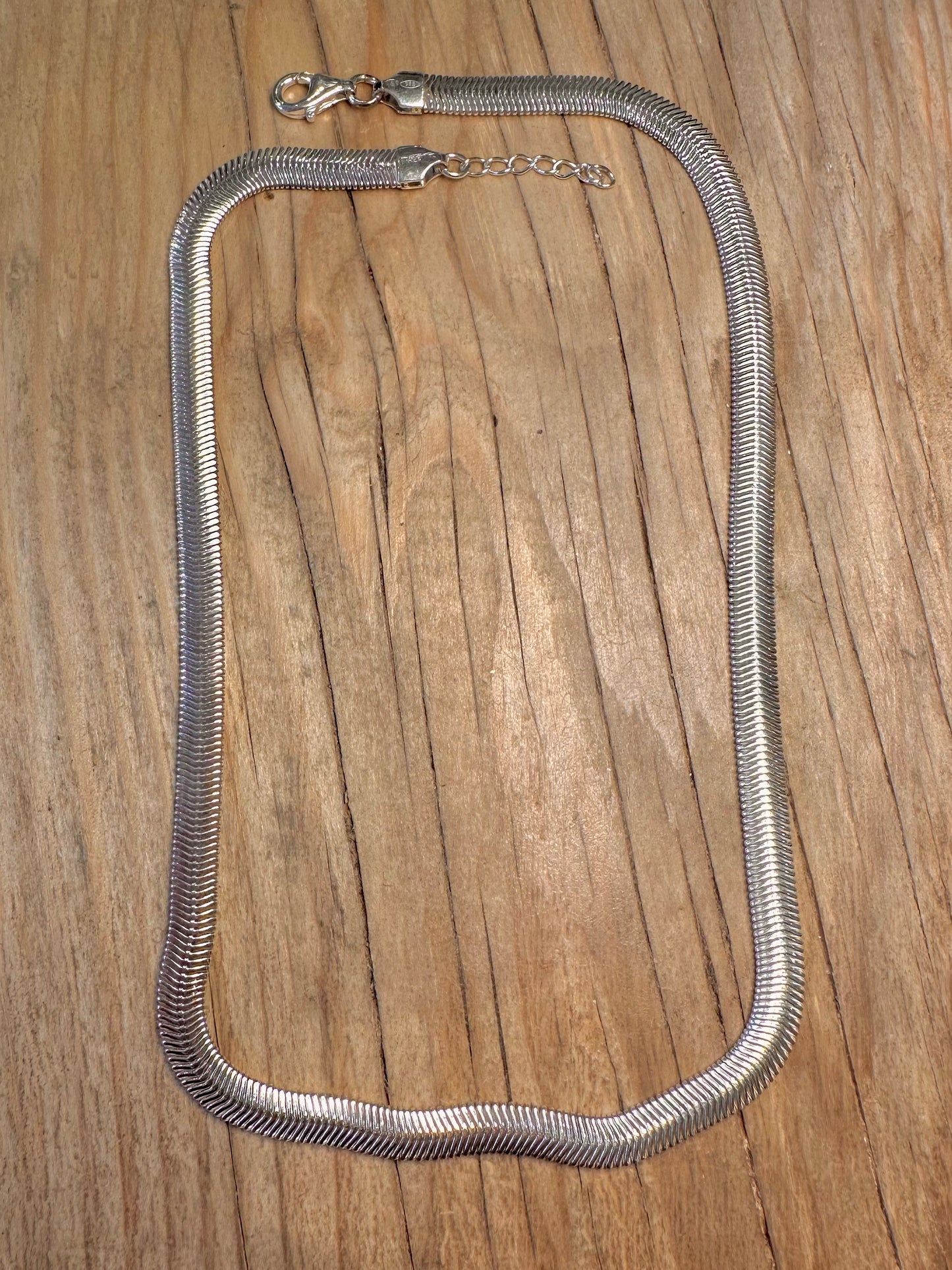 Modern Herringbone Italy 925 Sterling Silver 17.5 to 18.5 Necklace