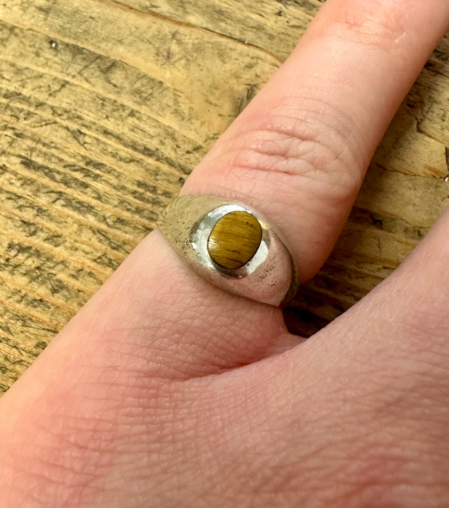 Vintage Tigers Eye 925 Silver Size K Ring